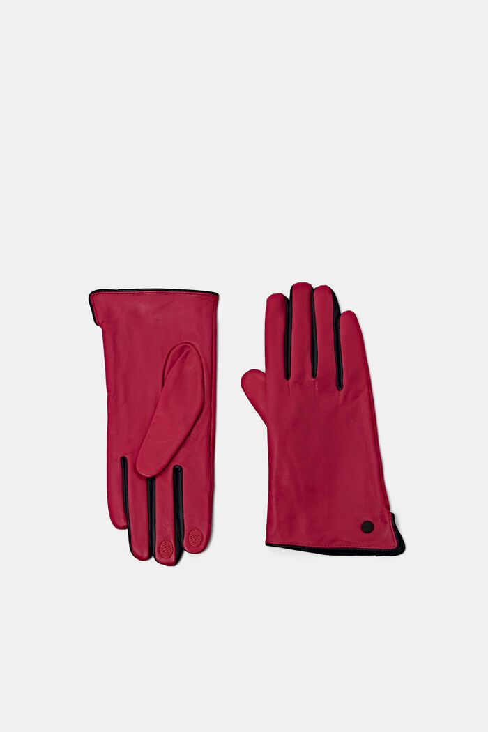 Handschuhe aus Leder, DARK PINK, detail image number 0