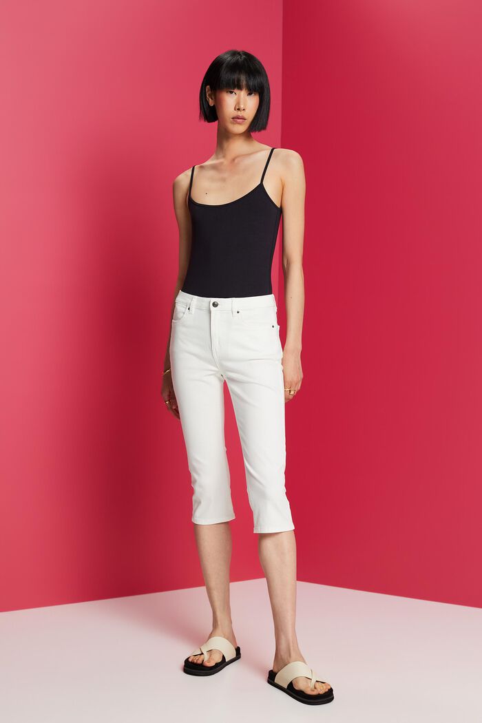 Capri-Jeans mit mittelhohem Bund, WHITE, detail image number 4
