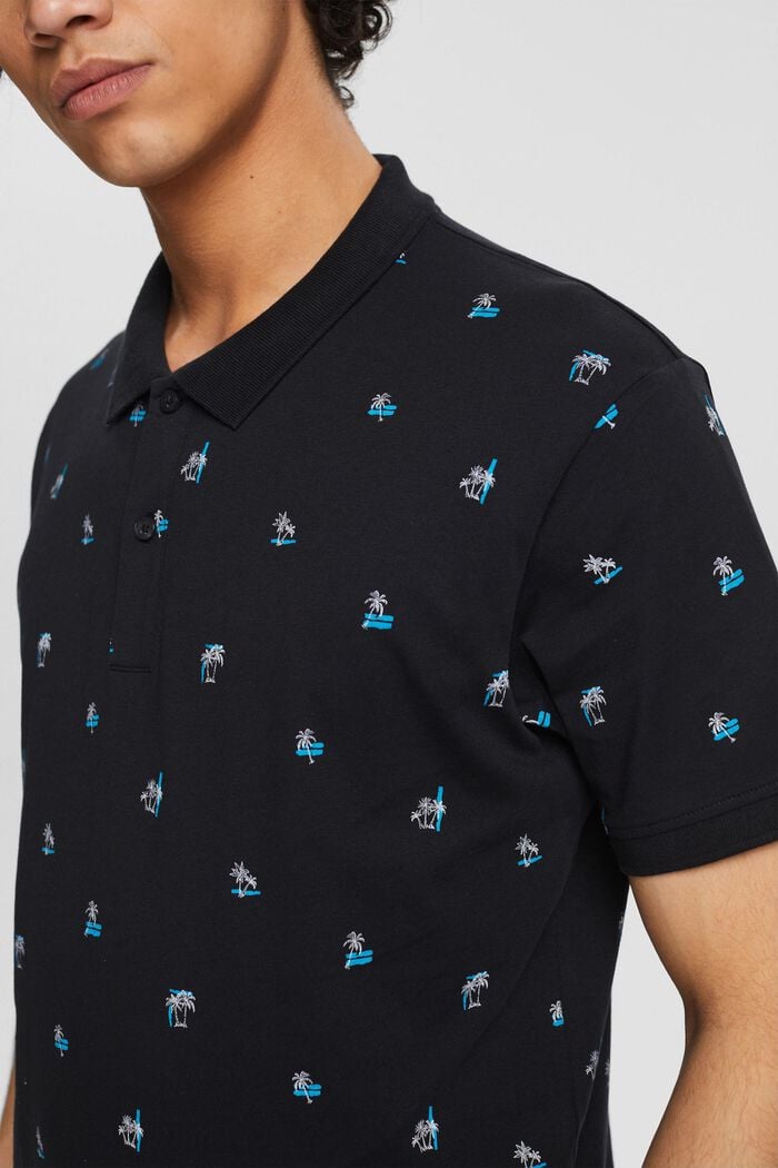 Jersey-Poloshirt mit Print, BLACK, detail image number 2