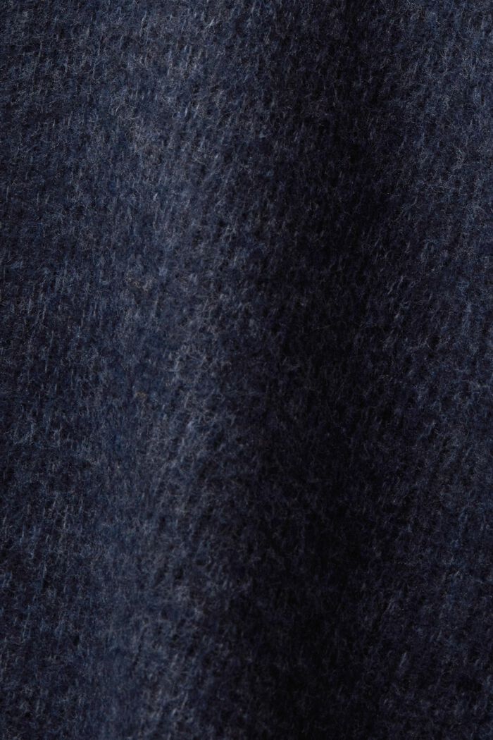 V-Ausschnitt-Pullover aus gebürstetem Strick, NAVY, detail image number 6
