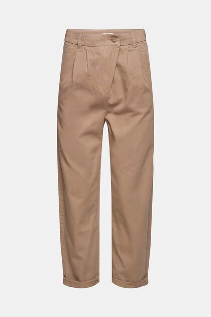 High-Rise-Chino, 100 % Pima-Baumwolle, TAUPE, overview