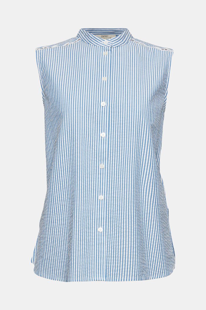 Kurzärmelige Bluse mit Längsstreifen, BLUE, detail image number 2