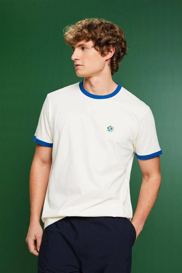 Baumwoll-T-Shirt mit Logo und Rundhalsausschnitt, OFF WHITE, detail image number 0