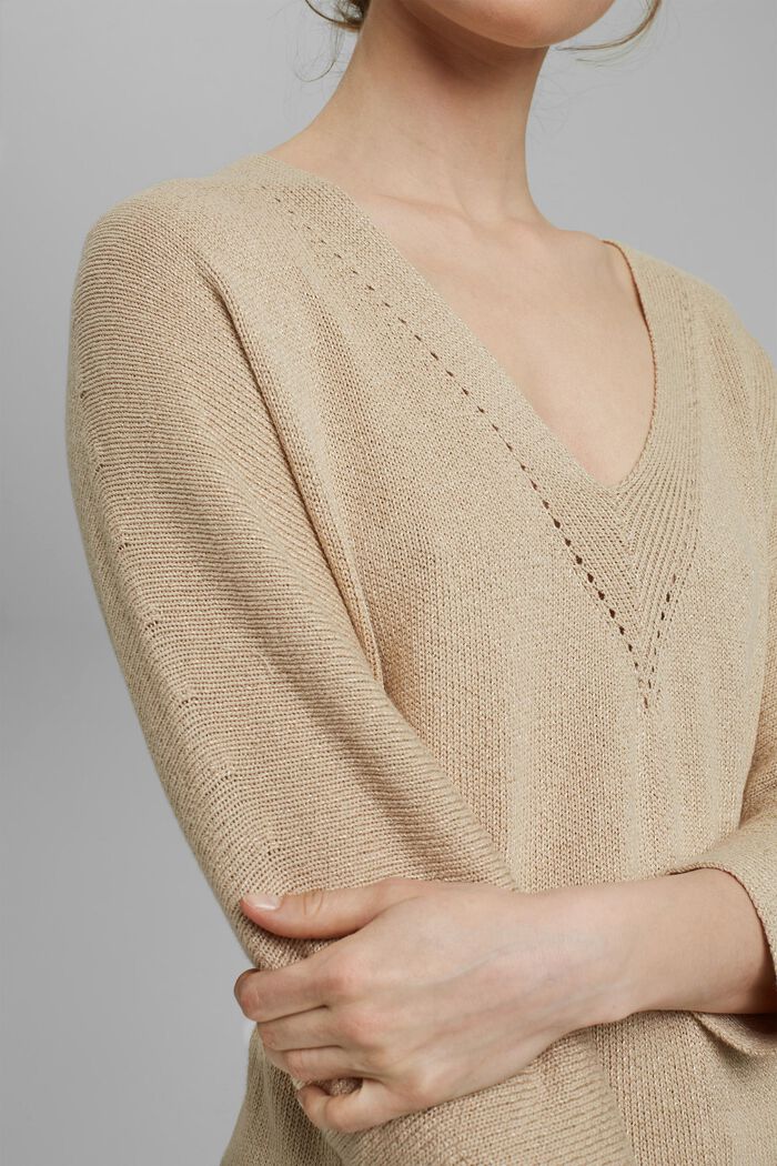 V-Neck-Pullover mit Organic Cotton, DUSTY NUDE, detail image number 2