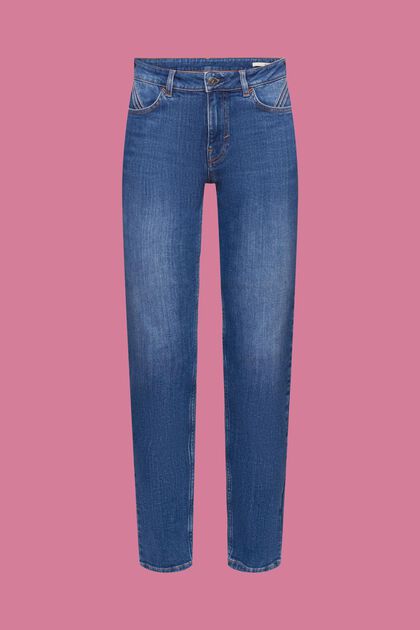Slim-Fit-Jeans mit mittlerer Bundhöhe, BLUE MEDIUM WASHED, overview