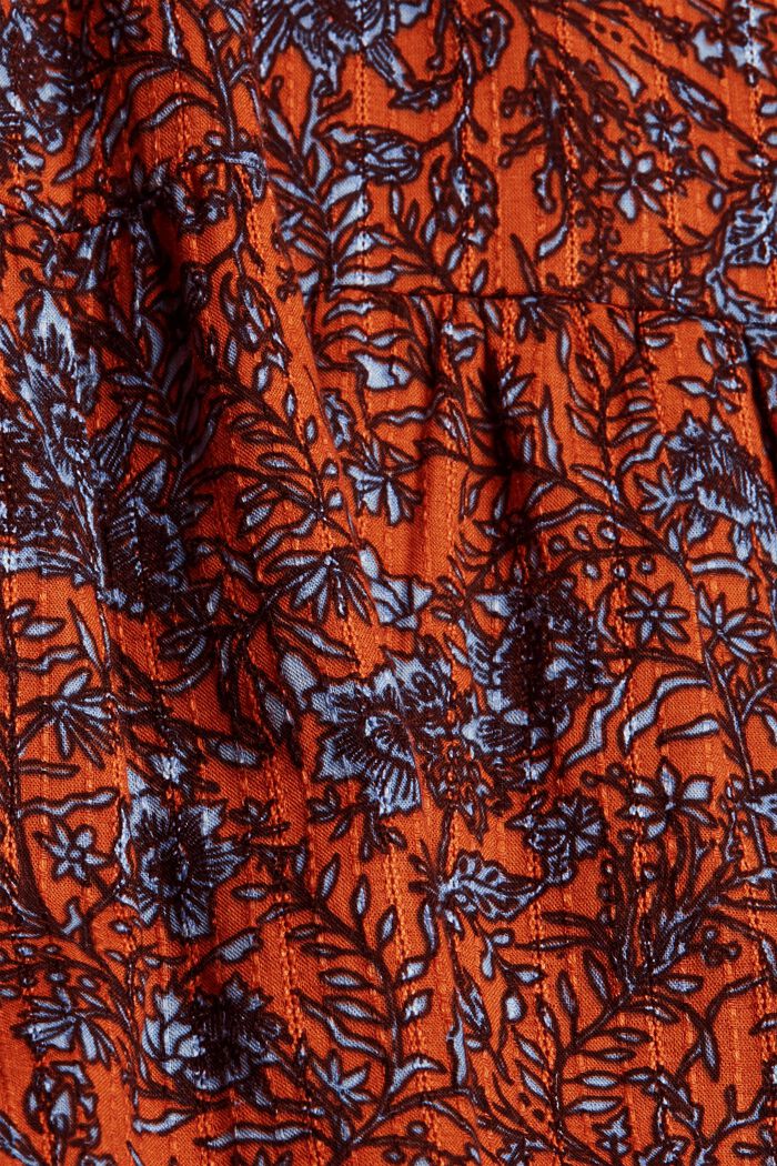 Print-Kleid mit Rüschen aus 100% Baumwolle, RUST ORANGE, detail image number 4