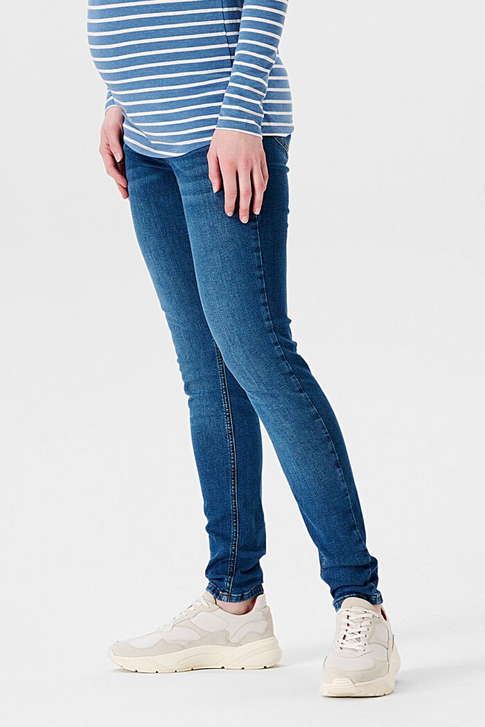 Schmal geschnittene Jeans mit Überbauchbund, MEDIUM WASHED, detail image number 2