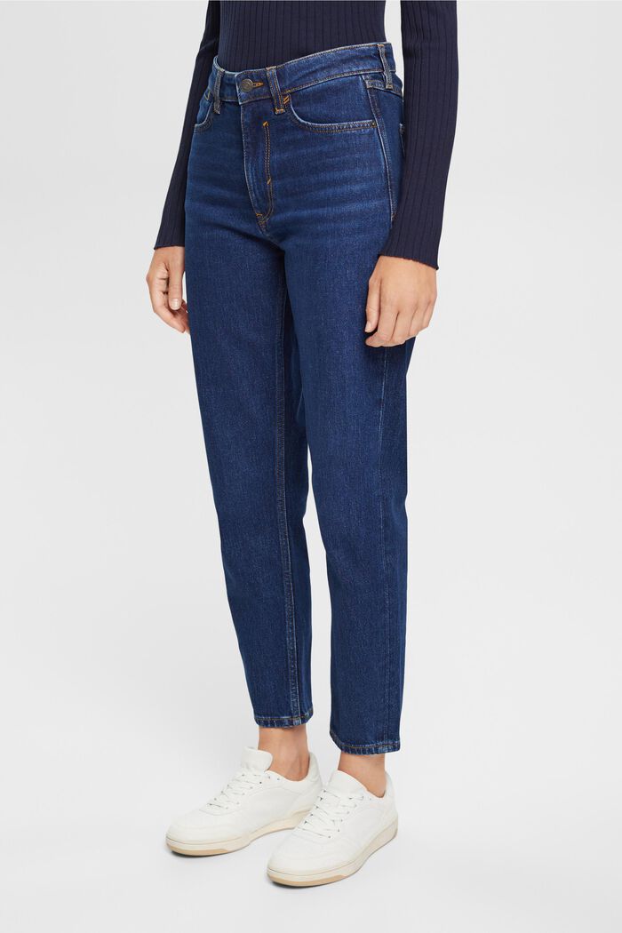 Mom-Jeans mit hoher Taille, BLUE DARK WASHED, detail image number 0