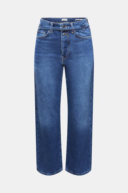 High-Rise-Jeans im Dad Fit mit passendem Gürtel, BLUE MEDIUM WASHED, overview