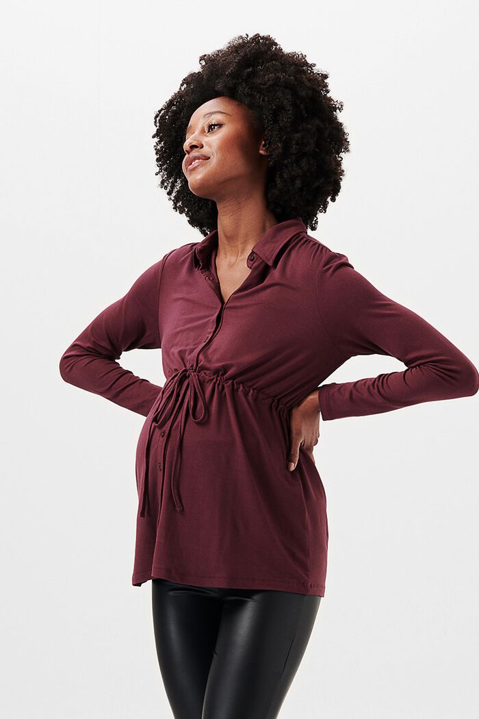 Langärmelige Jersey-Bluse, LENZING™ ECOVERO™, PLUM BROWN, detail image number 4
