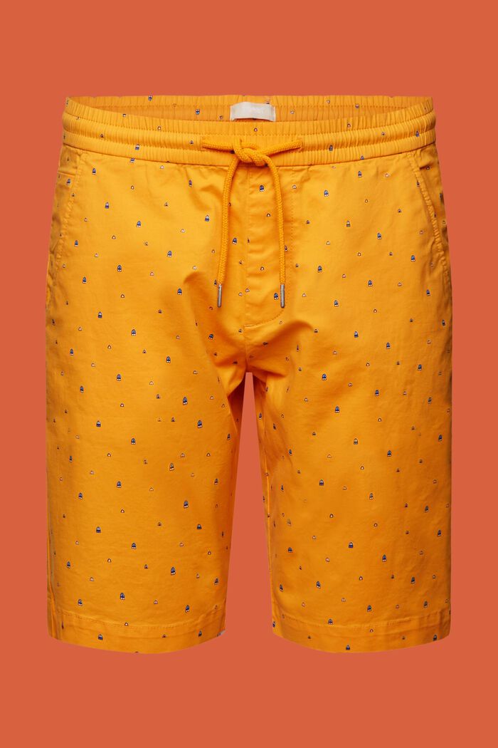 Gemusterte Pull-on-Shorts, Baumwollstretch, BRIGHT ORANGE, detail image number 7