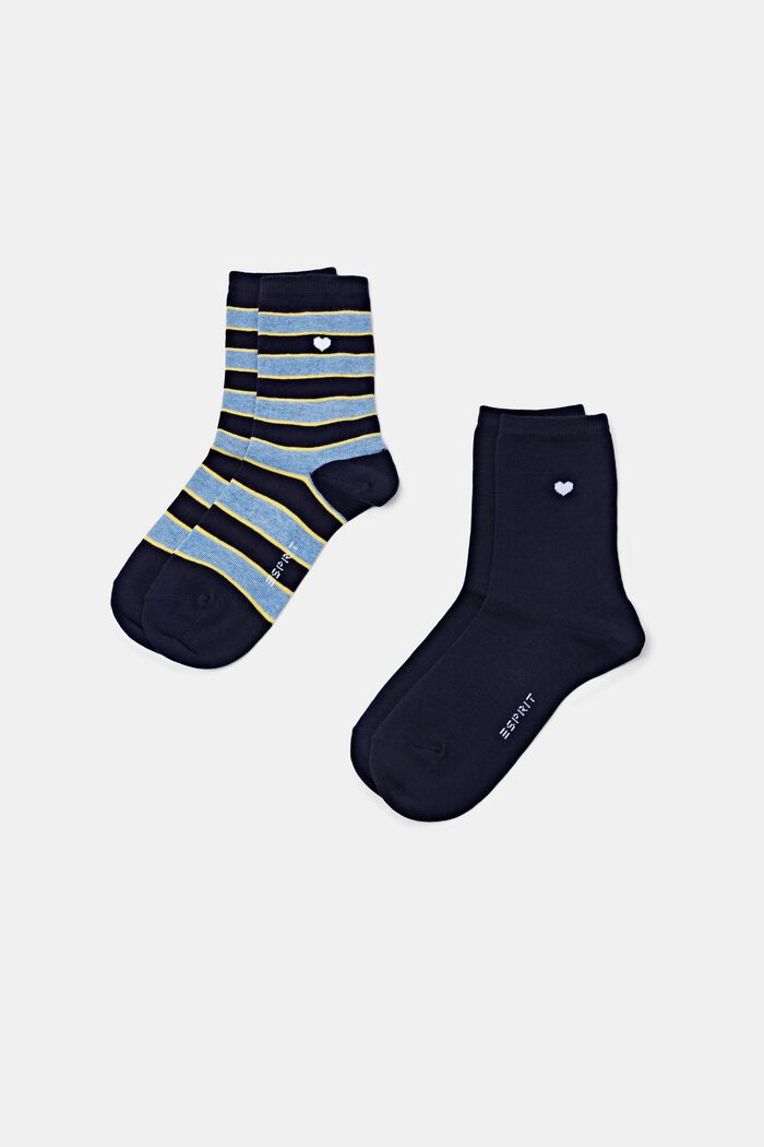 2er-Set Gestreifte Socken, SPACE BLUE, detail image number 0