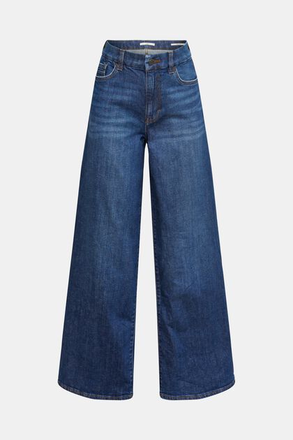 Jeans mit weitem Bein, BLUE DARK WASHED, overview