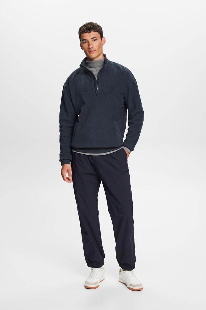 Fleece-Sweatshirt mit halbem Zipper, PETROL BLUE, detail image number 4
