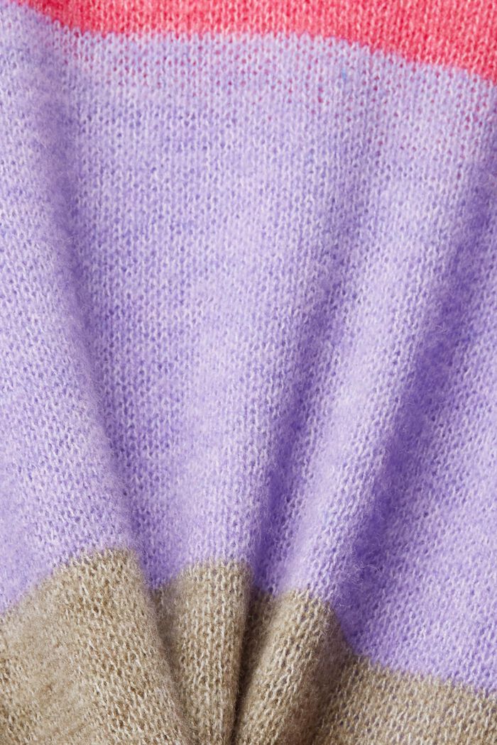 Gestreifter Pullover mit Woll-Blend, PINK FUCHSIA, detail image number 5