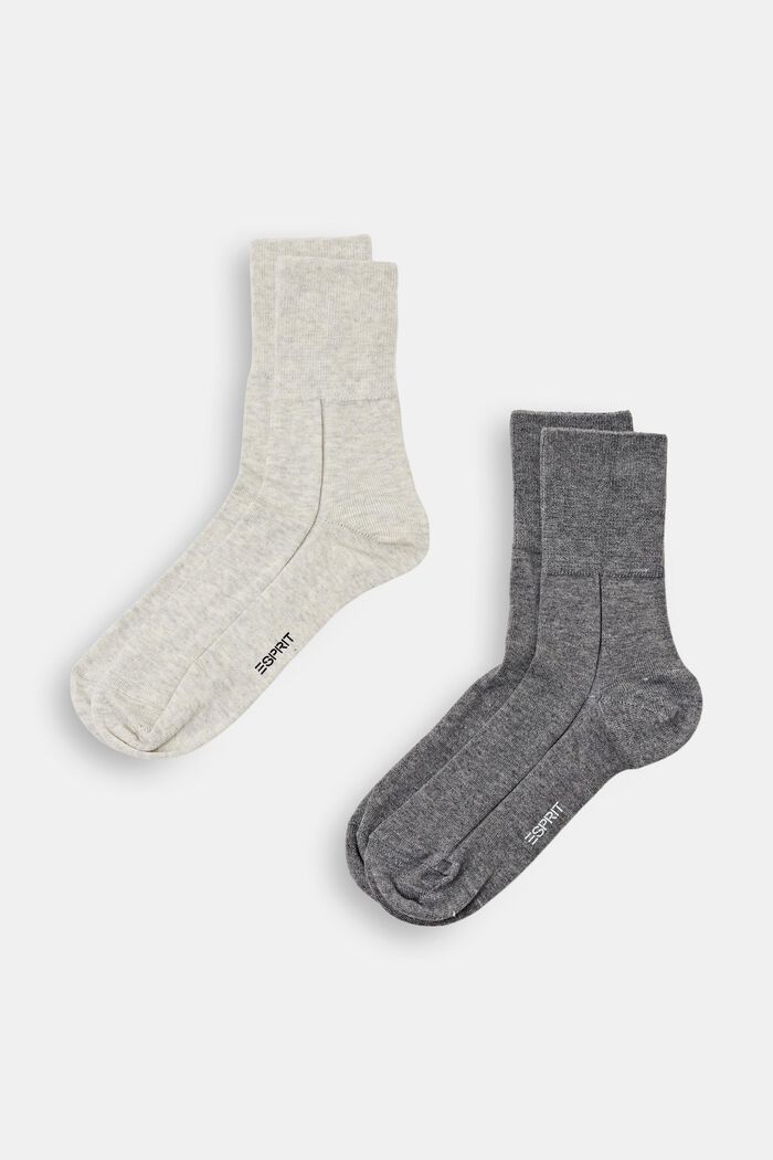 2er-Pack Socken mit breitem Bündchen, BEIGE/GREY, detail image number 0