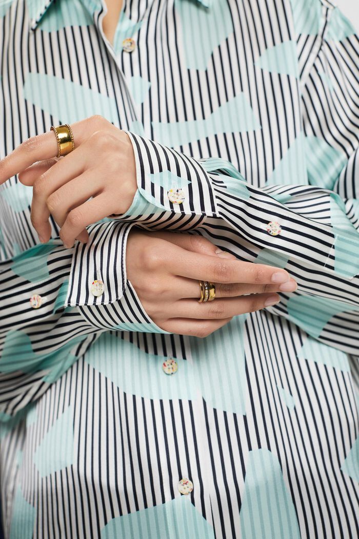 Button-Up-Seidenhemd mit Print, LIGHT AQUA GREEN, detail image number 3