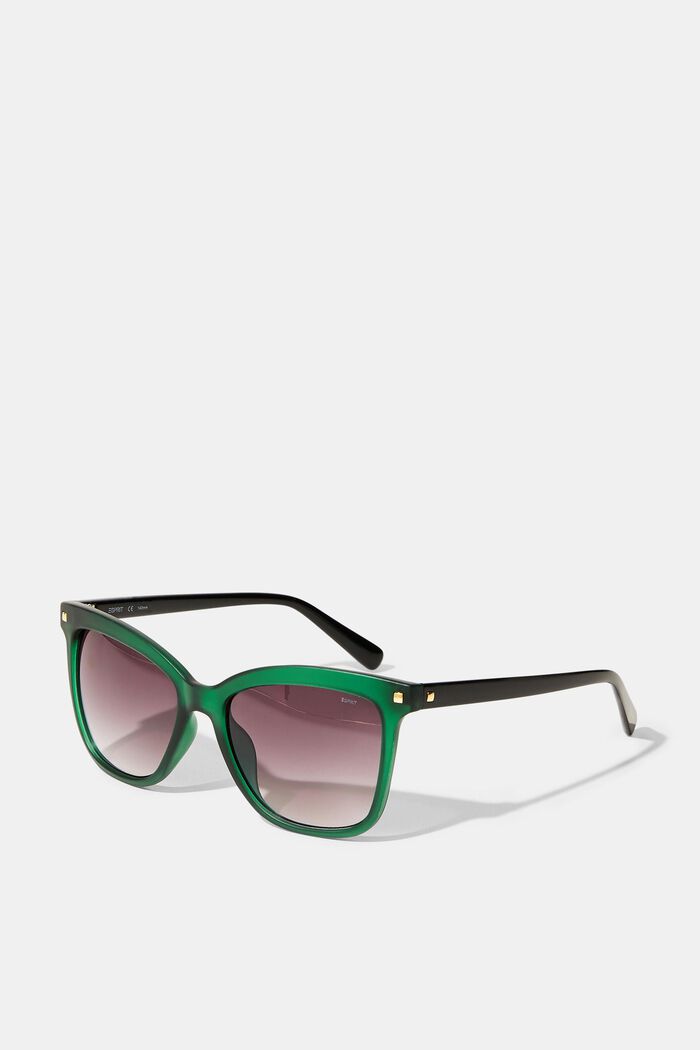 Eckige Sonnenbrille mit Nietendetails, GREEN, overview