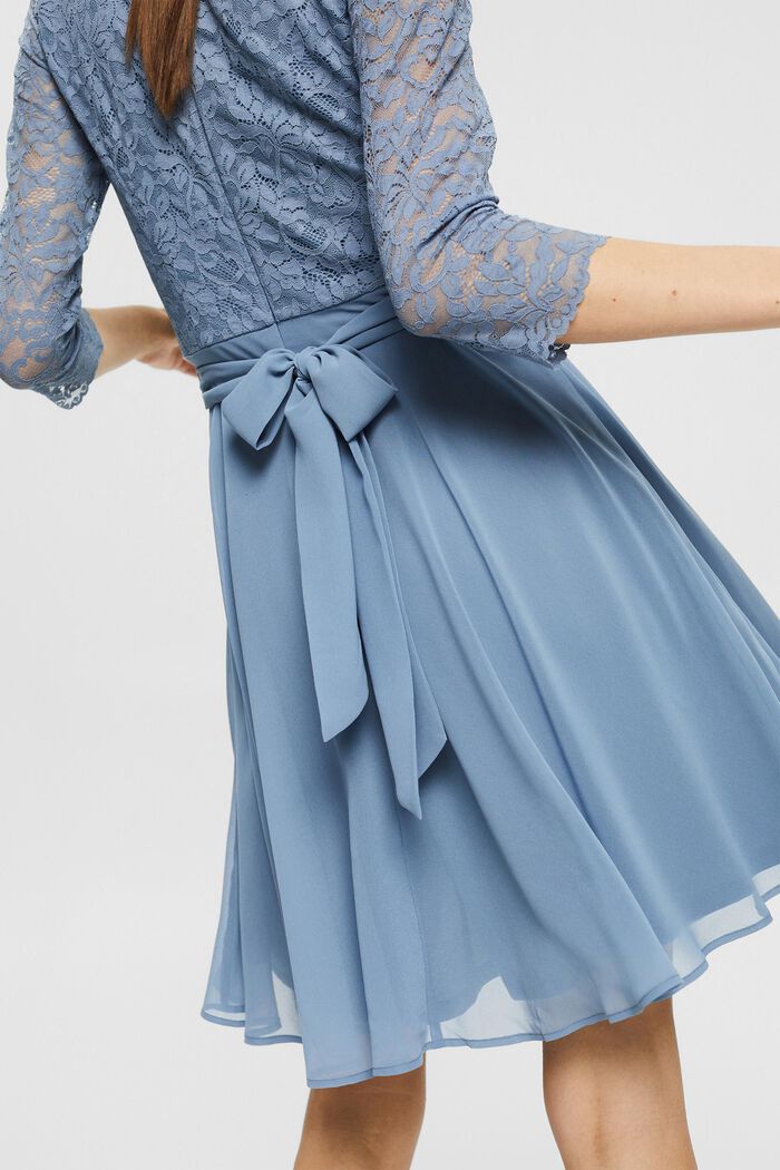 Recycelt: Kleid mit Spitzenoberteil, GREY BLUE, detail image number 3