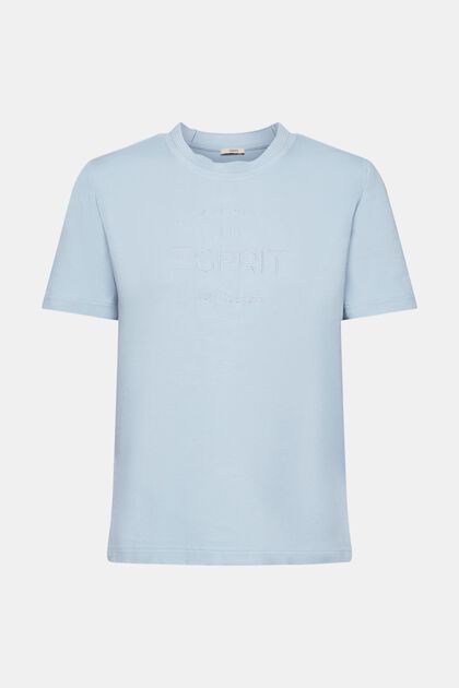 T-Shirt mit Logostickerei, Bio-Baumwolle, PASTEL BLUE, overview