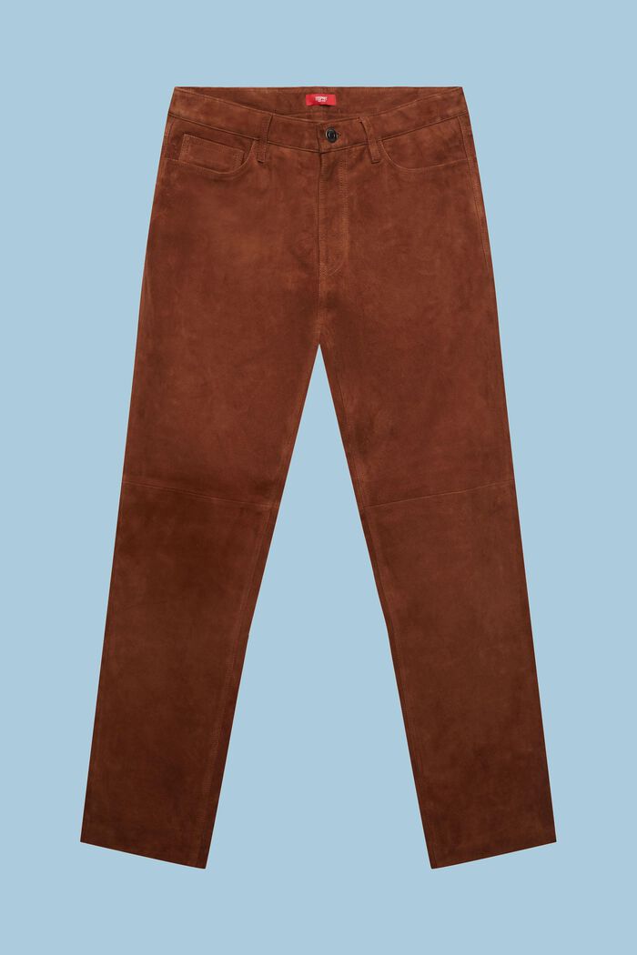 Gerade geschnittene Hose aus Rauleder, BARK, detail image number 6
