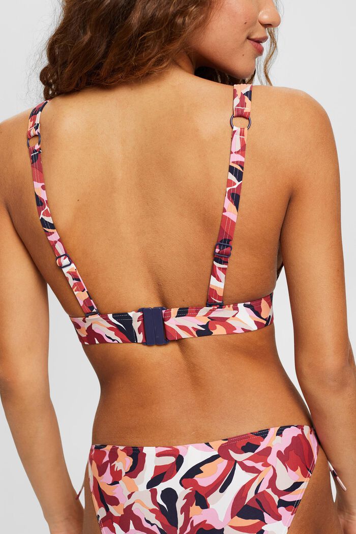 Wattiertes Bikini-Top mit floralem Print, DARK RED, detail image number 2