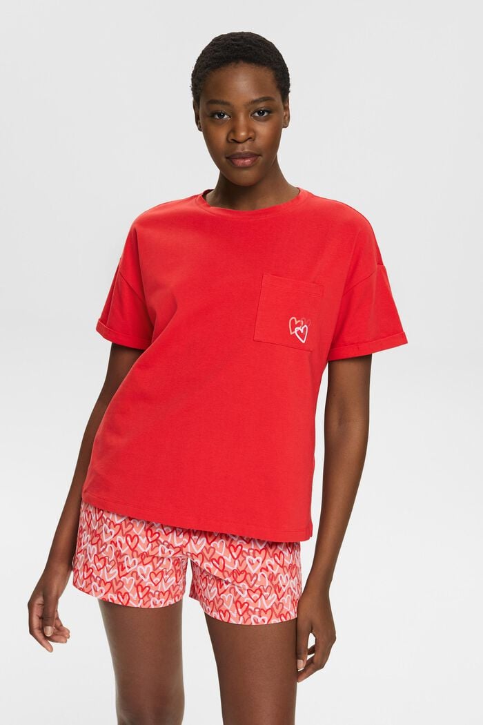 Pyjama-Set mit Herzprint, RED, detail image number 0
