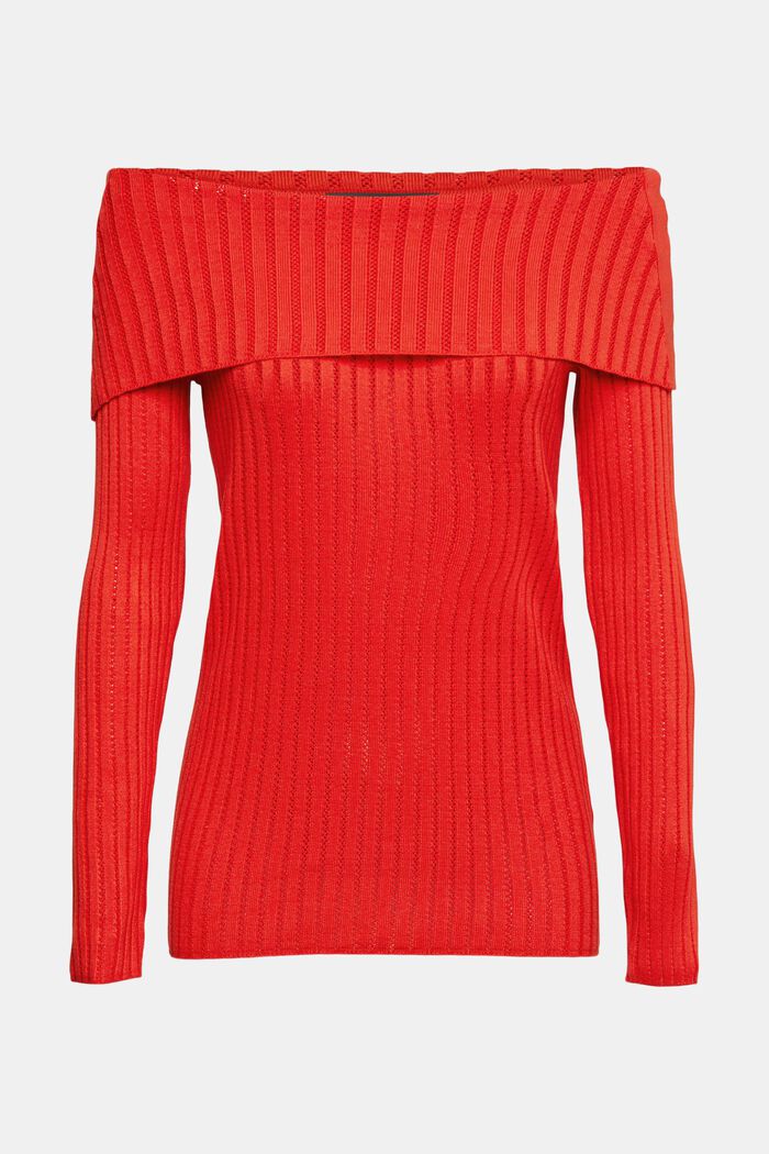 Off-Shoulder-Pullover, RED, detail image number 2