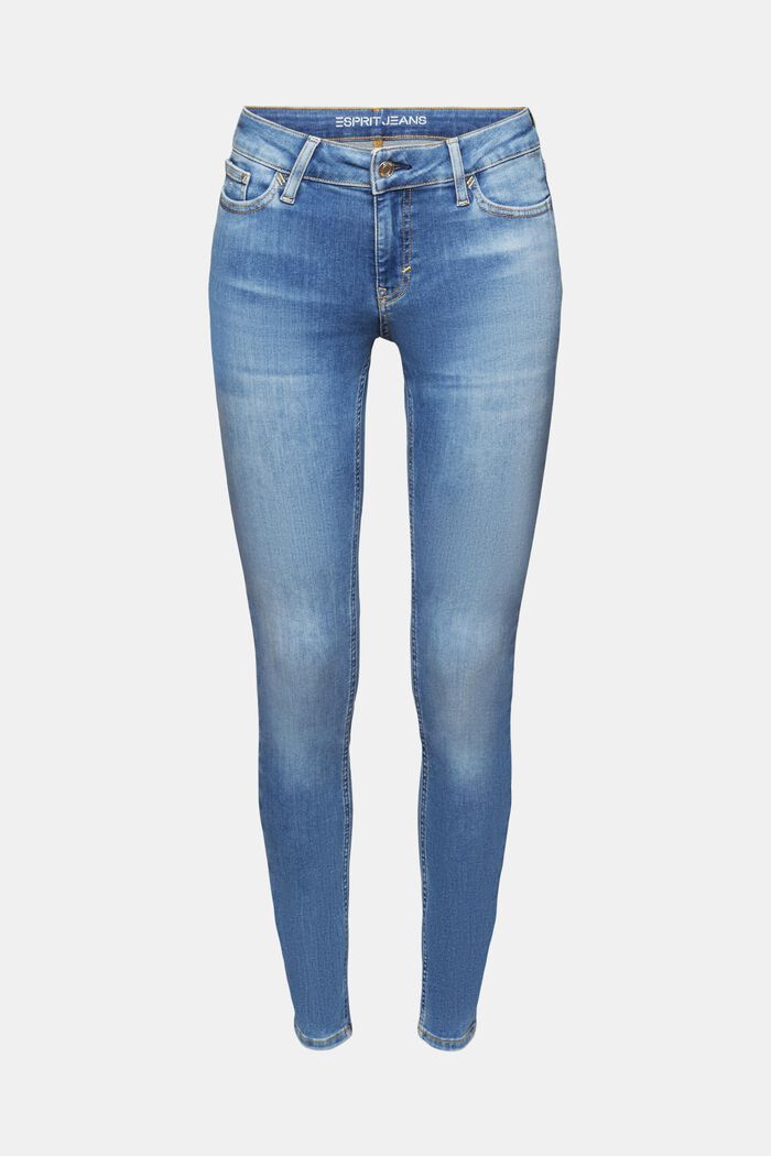 Skinny Jeans mit mittlerer Bundhöhe, BLUE MEDIUM WASHED, detail image number 7
