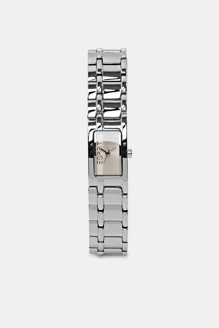 Quadratische Armbanduhr aus Edelstahl, SILVER, detail image number 0
