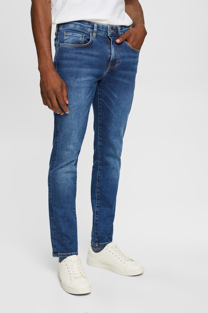 Schmale Jeans mit mittlerer Bundhöhe, BLUE MEDIUM WASHED, detail image number 1