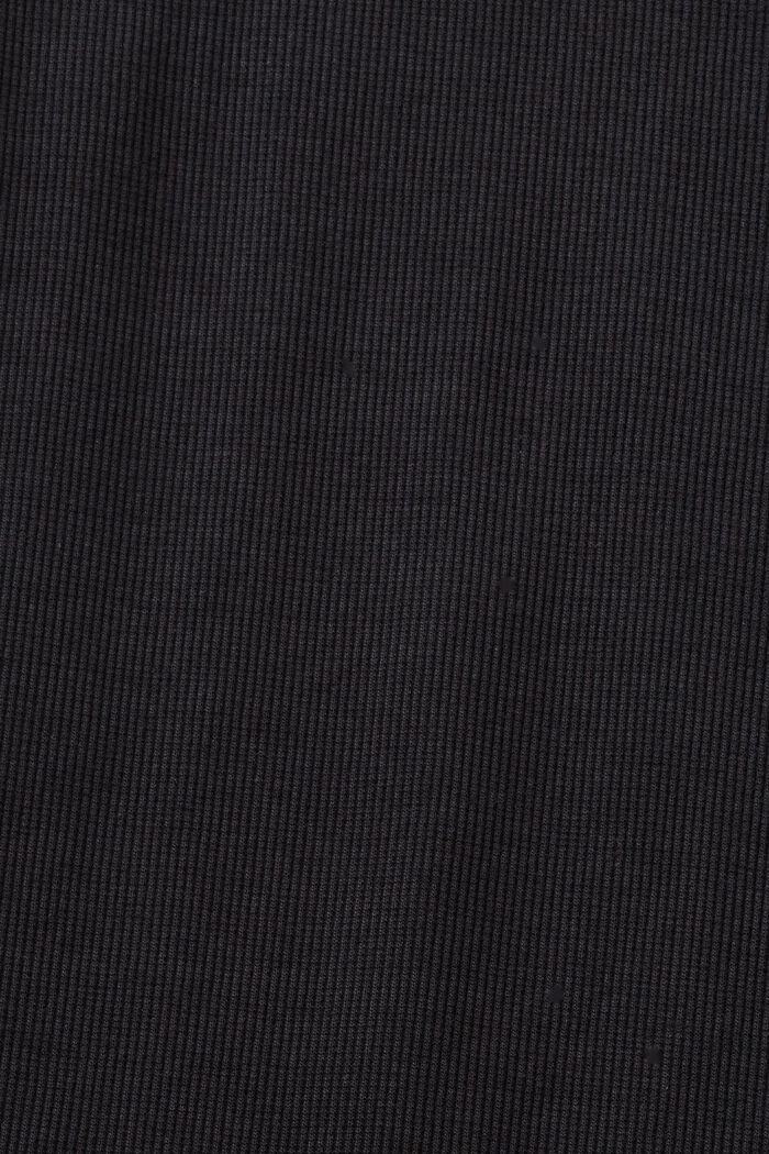 T-Shirt mit geripptem Rundhalsausschnitt, BLACK, detail image number 5