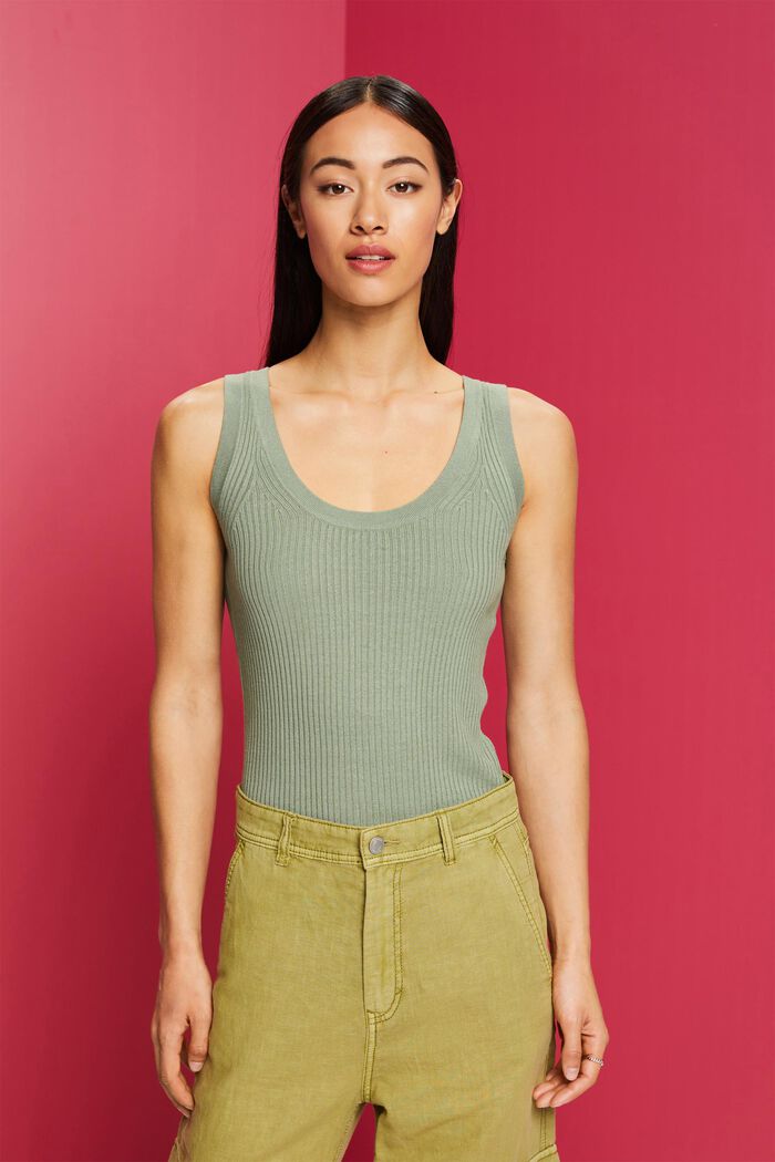 Tank Top in Rippstrick, PALE KHAKI, detail image number 0