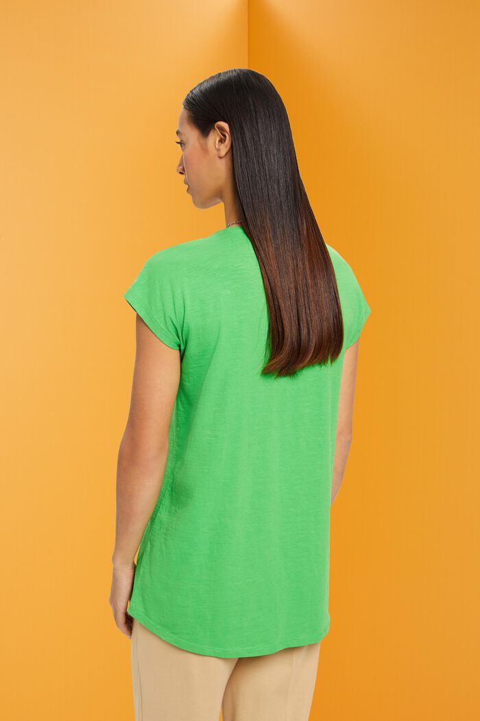 Baumwoll-T-Shirt mit U-Ausschnitt, GREEN, detail image number 3