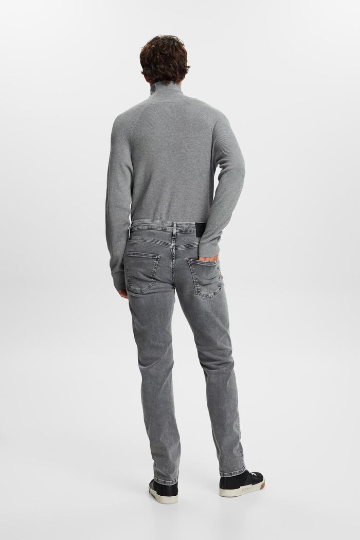 Jeans mit schmaler Passform und mittelhohem Bund, GREY LIGHT WASHED, detail image number 5