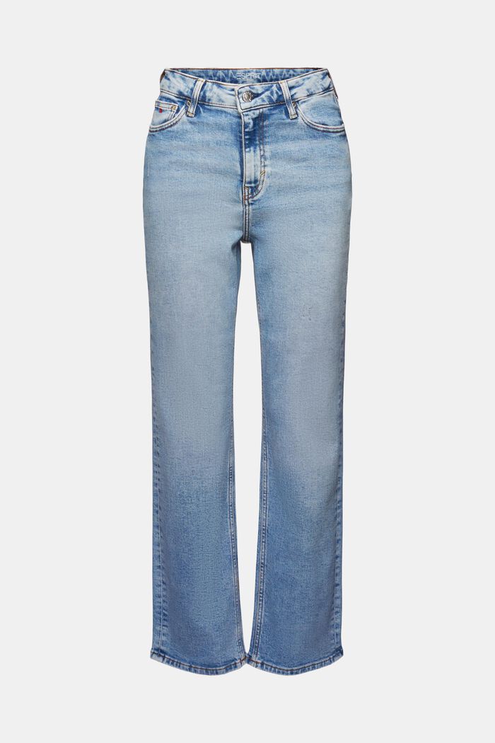 Retro-Jeans mit gerader Passform und hohem Bund, BLUE LIGHT WASHED, detail image number 7