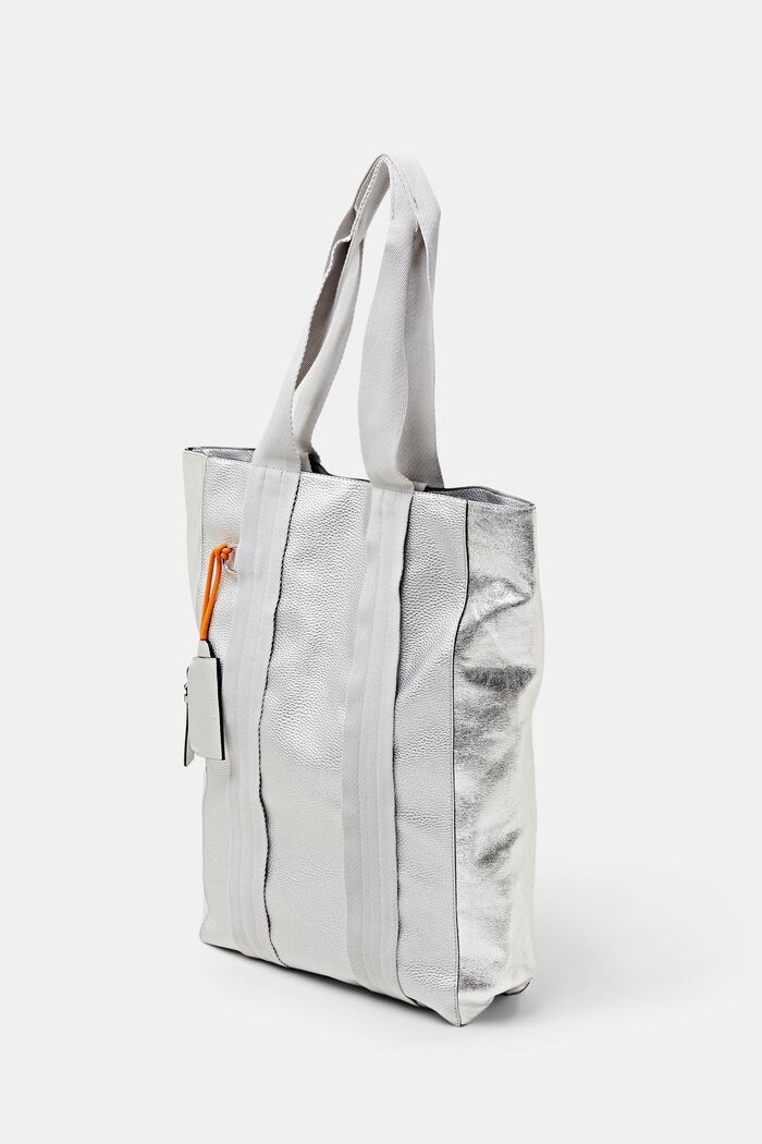 Tote Bag in Metallic-Lederoptik, SILVER, detail image number 3
