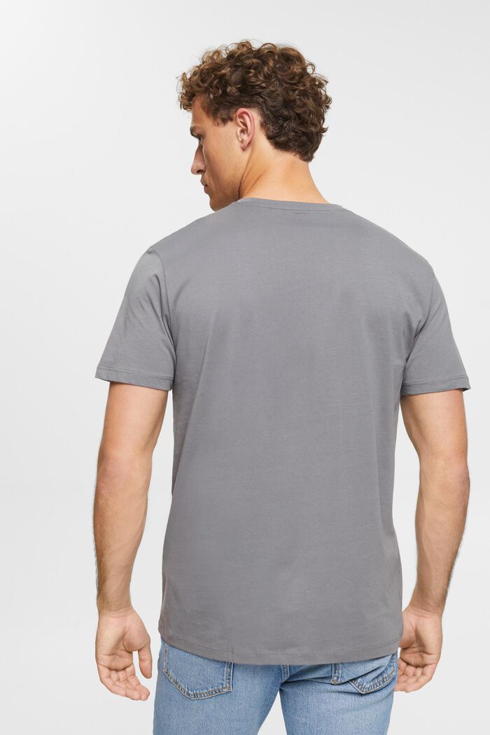 T-Shirt mit V-Ausschnitt aus nachhaltiger Baumwolle, DARK GREY, detail image number 4