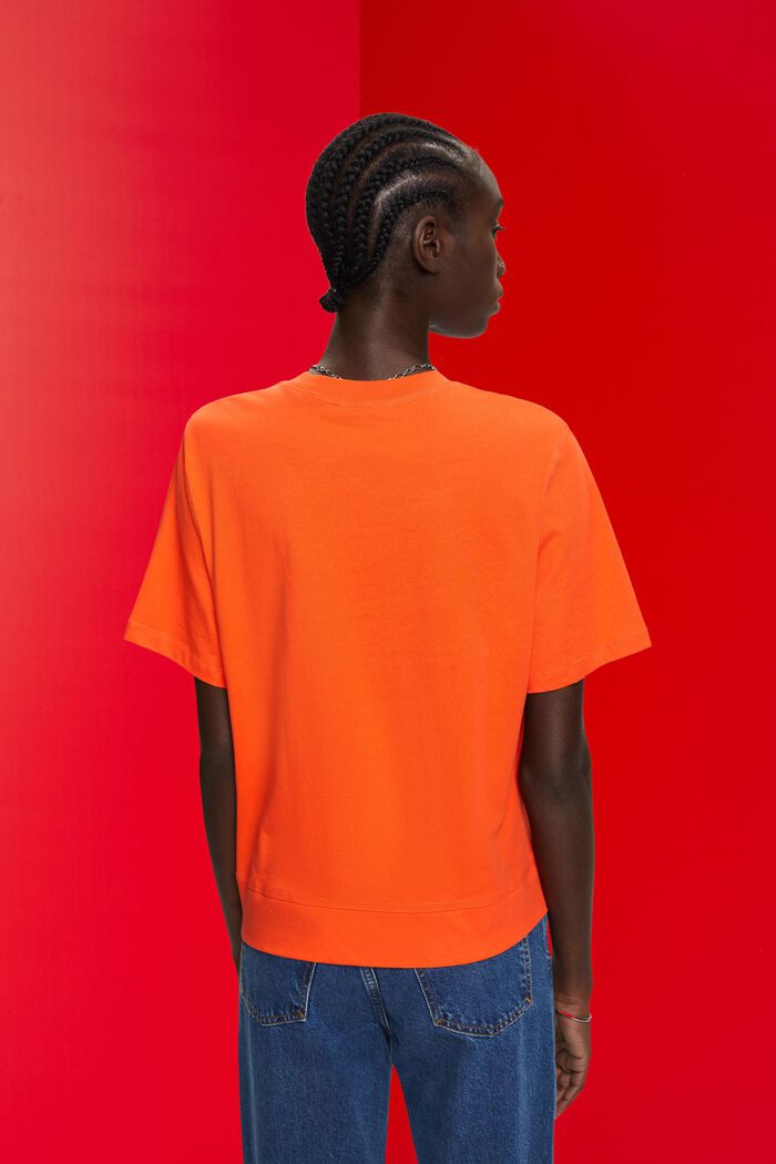 T-Shirt aus Baumwolle, ORANGE RED, detail image number 3