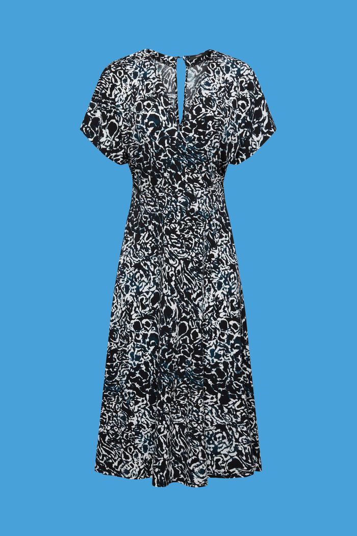 Jerseykleid mit V-Ausschnitt und Allover-Print, BLACK, detail image number 6