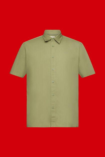 Kurzärmeliges Hemd aus nachhaltiger Baumwolle, LIGHT KHAKI, overview