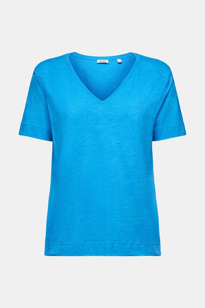 Jersey-T-Shirt mit V-Ausschnitt, BLUE, detail image number 6