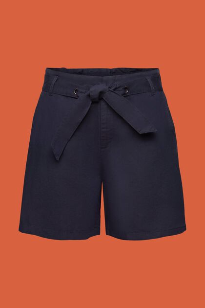 Shorts mit Bindegürtel, Baumwoll-Leinenmix