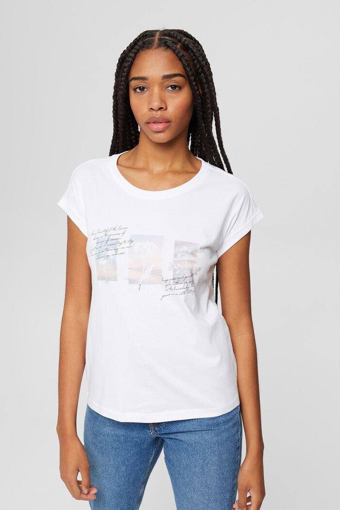 T-Shirt mit kunstvollem Print, WHITE, detail image number 0