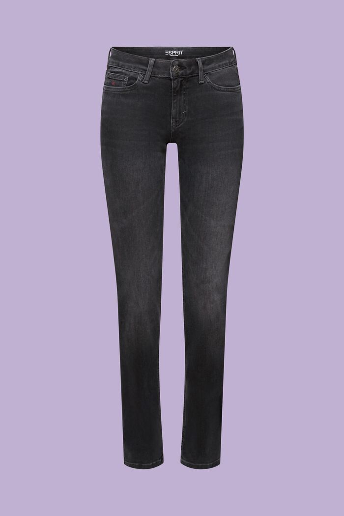 Jeans mit schmaler Passform und mittelhohem Bund, BLACK DARK WASHED, detail image number 6