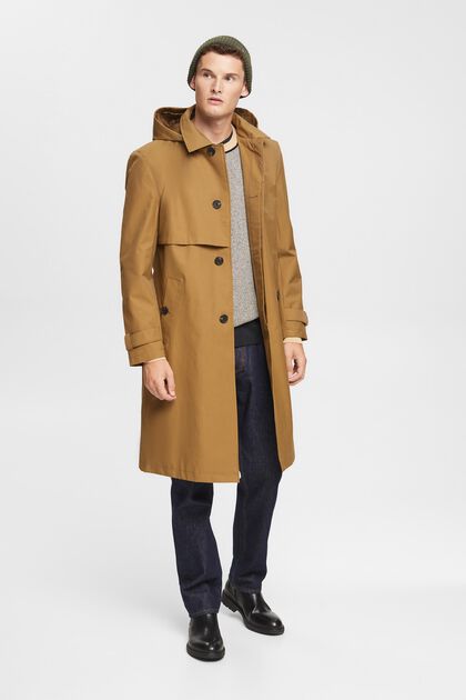 Trenchcoat mit abnehmbarer Kapuze, TAUPE, overview