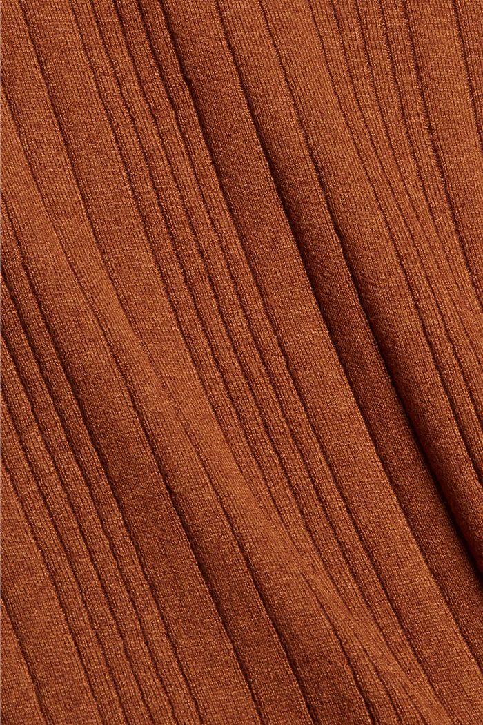 Mit Wolle: Kurzarm-Pullover mit Struktur, TOFFEE, detail image number 4