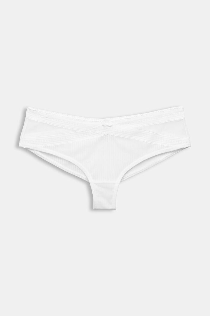Hipster-Shorts mit Musterspitze, WHITE, overview