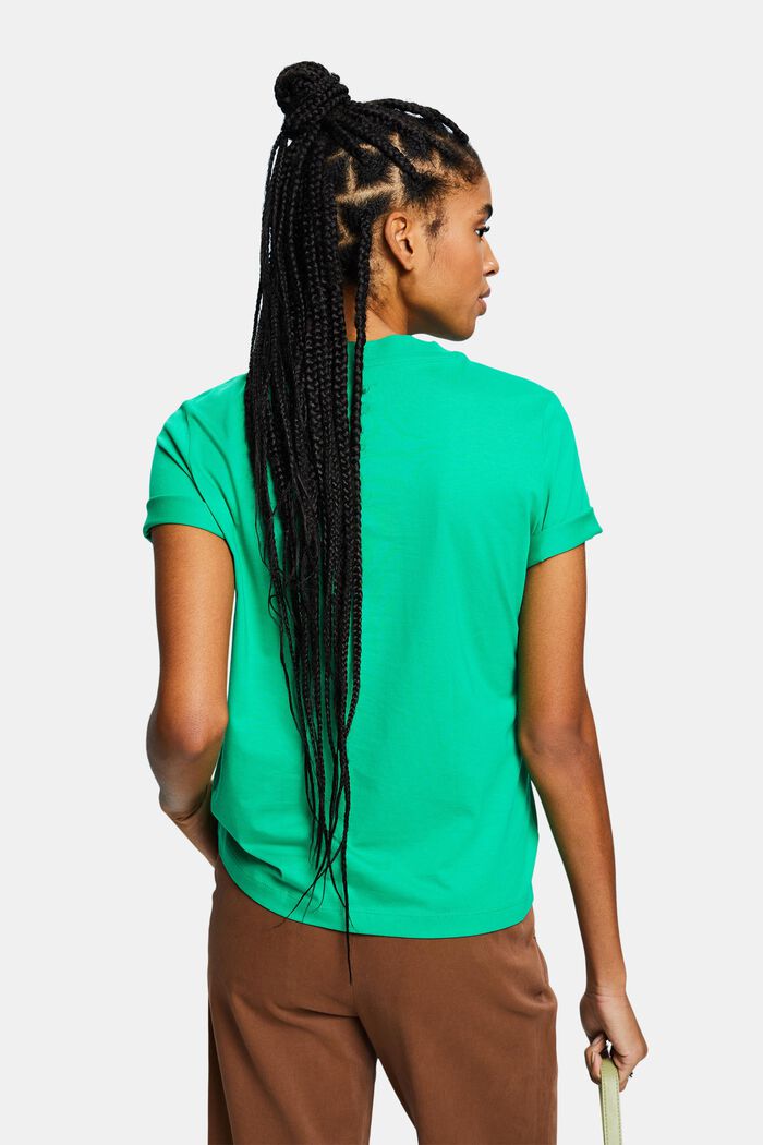 T-Shirt aus Pima-Baumwolle mit Logostickerei, GREEN, detail image number 2
