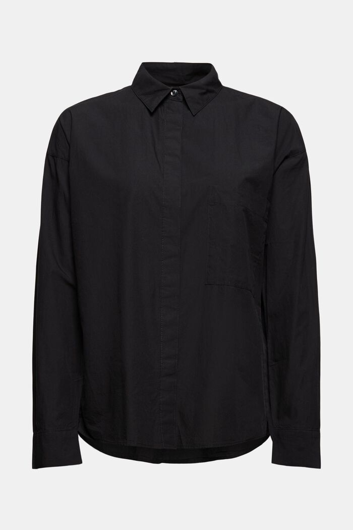 Oversize-Hemdbluse aus 100% Organic Cotton, BLACK, overview